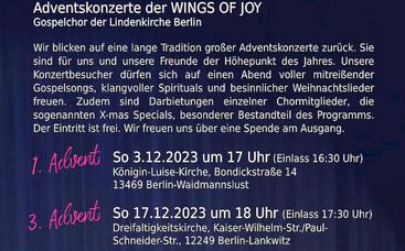 Adventskonzert: Gospelchor Wings of Joy 