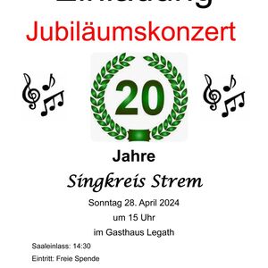 Singkreis Strem:   20-Jahr Jubiläumsfeier im Gasthaus Legath