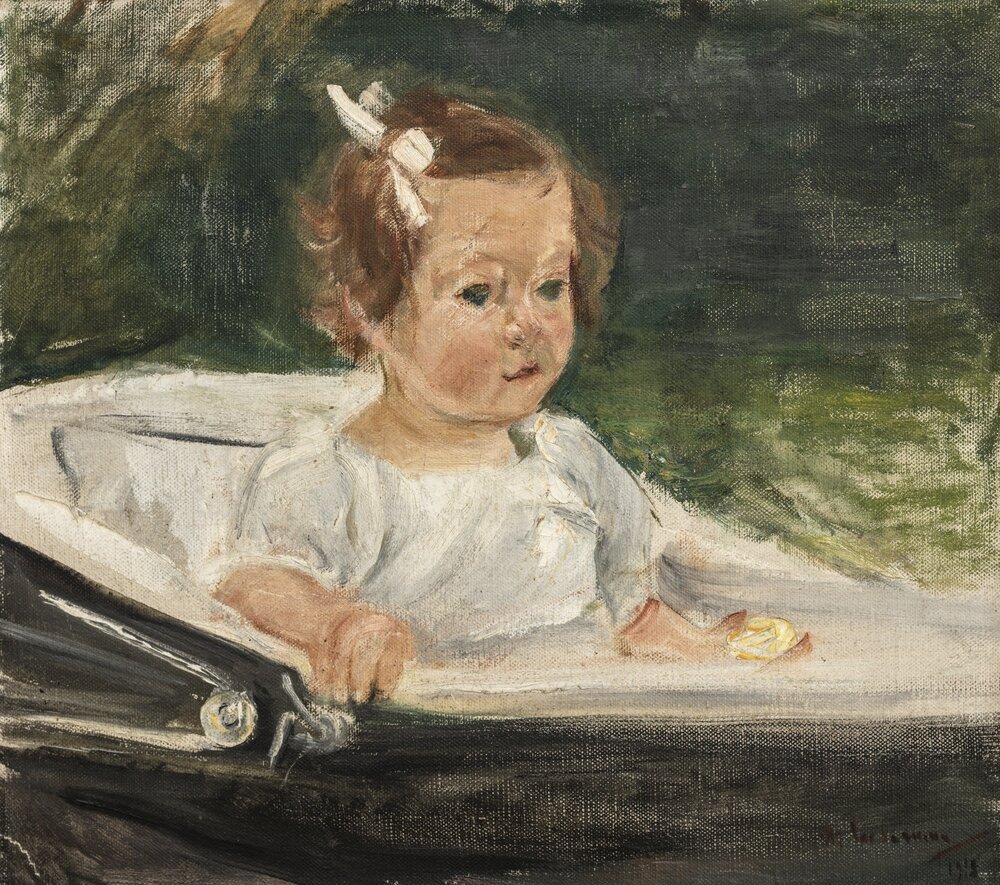 Max Liebermann, Die Enkelin im Kinderwagen nach rechts, 1921, Öl auf Leinwand, Max-Liebermann-Gesellschaft, Foto: Oliver Ziebe