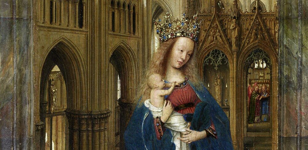 Jan van Eyck, Die Madonna in der Kirche (Detail), um 1437/40