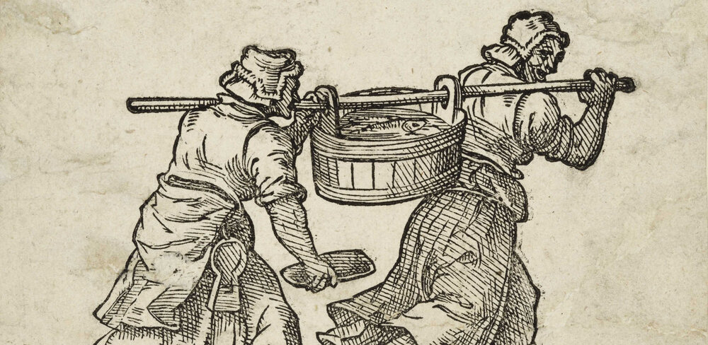 Anton Möller (d. Ä.), Fischfrauen, Detail, 1601, Holzschnitt