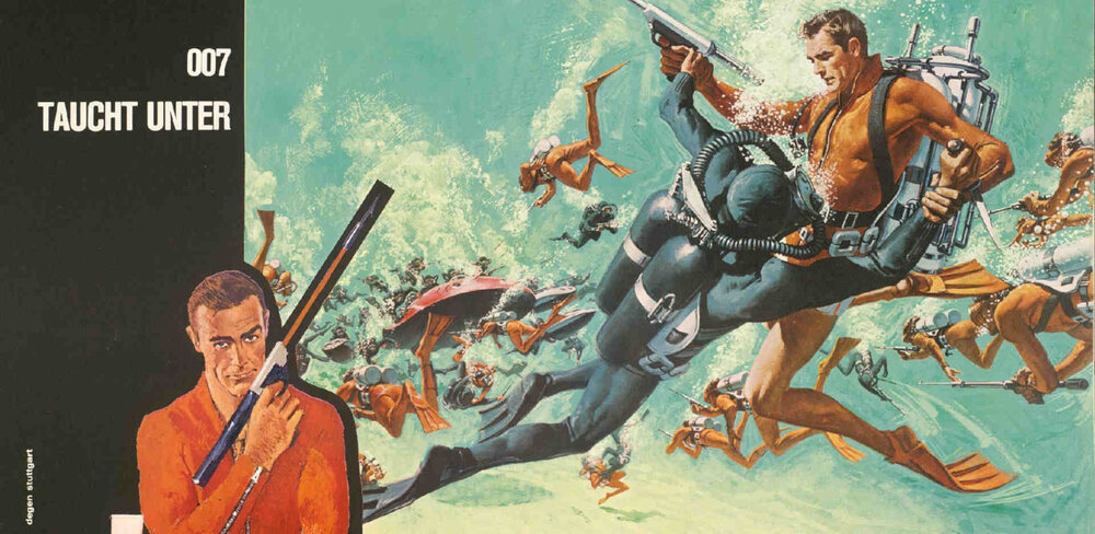 Werbeatelier Degen, Sean Connery als James Bond 007 in Ian Flemings Feuerball, Detail, 1965