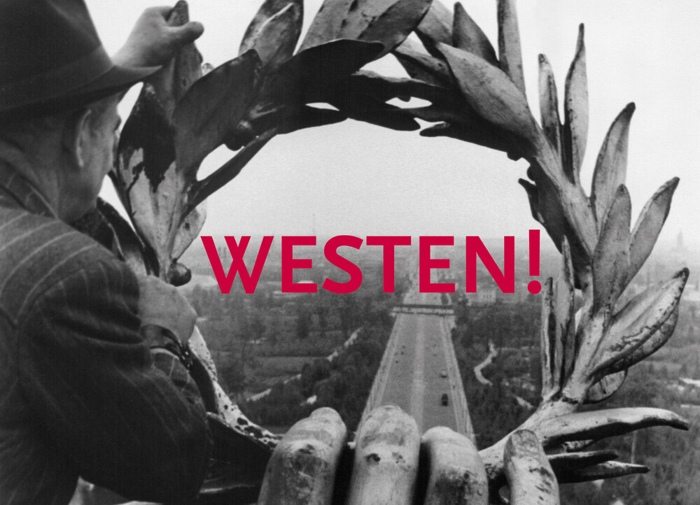 Georg Pahl: Blick durch den Lorbeerkranz der Viktoria auf der Siegessäule nach Westen, nach 1953