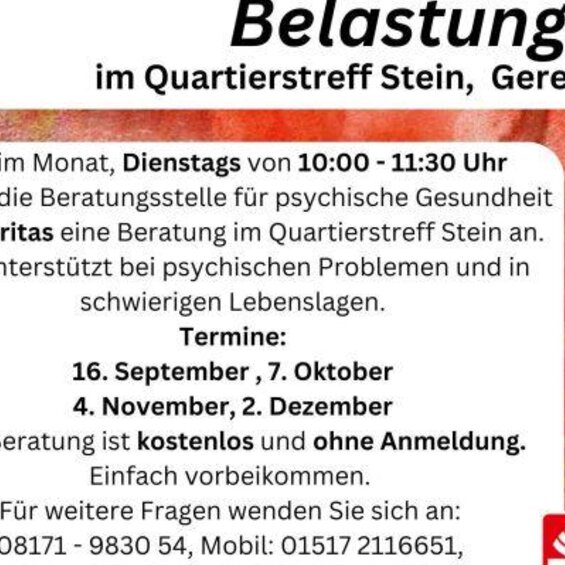 Hilfe bei psychischen Belastungen - Caritas Angebot