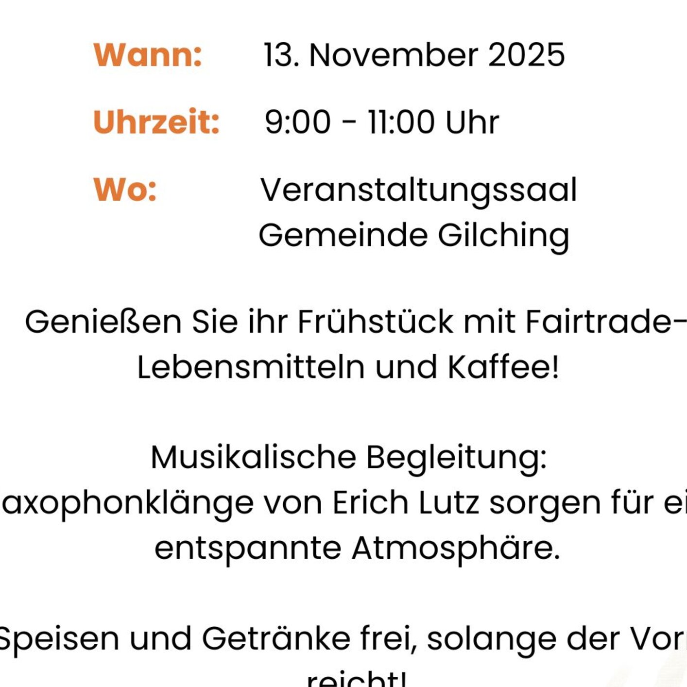 Musikalisches Frühstück mit fairem Genuss in Gilching